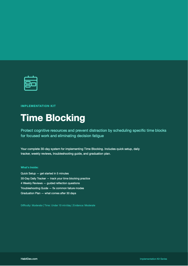 Time Blocking Implementation Kit — PDF cover page