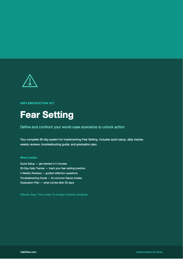 Fear Setting Implementation Kit — PDF cover page